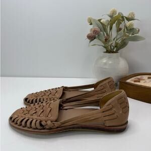 Nisolo Huarache Leather Sandal Slip On Leather Almond Women 9 NWOB Anthropologie